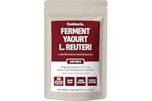Coolinario L Reuteri Ferment Lactique Yaourt (5 Sachets de 1g) Cultures Vivantes pour Yaourt Maison | Crémeux, Épais & Savoureux | Sans OGM, Sans Conservateurs, Sans Gluten | Halal, Kasher