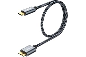 SUNGUY USB 3.0 Micro B na USB C, USB 3.1 10 Gb/s, super szybka wtyczka USB C na Micro B 3.0, kabel dysku twardego kompatybilny z Toshiba, Seagate, WD, Galaxy S5 Note 3, HDD (0,5 m)