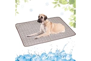 LEZUAN Tapis Rafraichissant Chien Portable, Tapis Rafraichissant Animaux de Compagnie Lavable, Tapis Rafraîchissant Chien, Tapis Chien Auto-Refroidissant pour l'été(Café,100x150cm)
