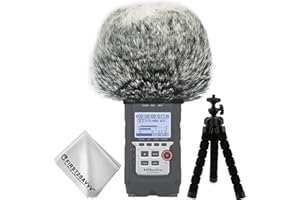 first2savvv Nero Microfono Parabrezza Copertura Antivento Shell Cuffia Antivento in Pelliccia Sintetica per Microfoni a Fucile per Zoom H4n PRO + con pezza per Pulire + Mini treppiede