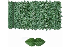 GOTGELIF 1Mx3M Artificial Ivy Fence Screen, Evergreen Privacy Fence Screening Roll Wall Landscaping, Plant Wall Fake Leaf Decorative Backdrop, Artificial Hedges Panels for Home Balcony Outdoor Garden Backyard