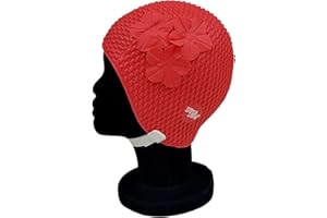 Blue Reef Oslo Bubble Single Solid Color Floral Señoras Clásico Retro 3 Grupo de Flores Tono Sutil Sobre Tono Pétalo 3D Elegante Vintage Sombrero de Natación Gorra Talla Única Adultos Correa Ajustable