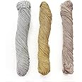 Embroiderymaterial 1Mm Thick Metallic Zari Threads For Jewellery Making,Bracelet Making,Zari Thread For Aari Work,Embroidery Work,Dori/Rope/Dhaga(3 Skeins/Silver,Gold&Rose Gold Color/100 Grams)