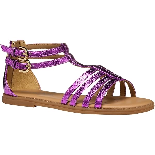 Sandales Cuir Fille Vertbaudet - Brides Fantaisie, Semelle Antidérapante, Couleur Light Gold, Pointure 31