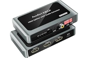 HDMI Audio Extractor 4K@60Hz Splitter 1 In 2 Out mit Audio Out, HDMI zu 2x hdmi + Toslink SPDIF + Koaxial + 3,5mm, unterstützt Dobly Atmos 7.1, DTS, HDCP 2.3, Down Scaler, ideal für TV, PS5, Soundbar