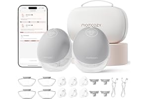 Momcozy Tiralatte a Mani Libere Mobile Flow | Aggiornamento M9, Controllo Elettrico e App, Multi-Modalità e 15 Livelli, Pompa Indossabile 24mm (2, Grigio)