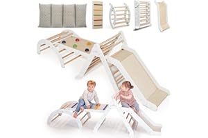 Lululearn® Kletterdreieck, Kletterbogen, Rampe & Rutsche [FALTBAR] – Ideal für Indoor & Outdoor | Spielzeug ab 1 Jahr, 4 in 1 Montessori Klettergerüst für aktives Lernen – Jetzt entdecken! (Weiß)