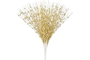 MACTING Artificial Glitter Berry Stem Ornaments, 12Pcs Christmas Tree Decorations, Bead Sticks, Glittery Twigs, Picks, Branches for Christmas Tree, Small Vase, Holiday, Wedding, Party