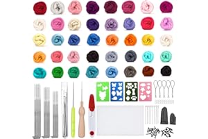 SELLINER Filz Set, Nadelfilz Set mit 40 Farben Filzwolle Roving,Komplettes Filzset für Anfänger mit Grundlegenden Filzwerkzeugen und Zubehör Wollfasern, Handspinnent Basteln, Nassfilzen