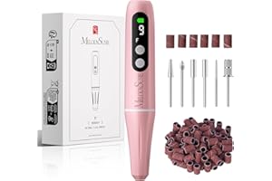 MelodySusie PC90G Ponceuse pour Ongles, Ponceuse Ongle Rechargeable 20000 tr/min, Lime à Ongle Electrique Sans Fil avec affichage LED, Portable Kit de Manucure Pédicure (Rose)