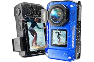 8K 70MP Macchina Fotografica Digitale - MaxMango 33FT Macchina Fotografica Subacquea, 64GB Fotocamera Digitale per Snorkeling, 18X Doppio Schermo Selfie Robusta Antipolvere Antiurto Autofocus