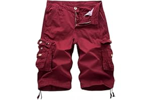 KQIVAM Cargo Short Homme été Coton Shorts et Bermuda Pantacourt Casual Multi Poches Respirant Pantacourt Hommes Pas Cher Short de Sport Taille Élastique Court Pantalon avec Cordon de Serrage