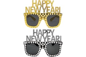 MICJLLT 2 Pcs Happy New Year Eve Eye Glasses 2026,Fancy Glasses with Rhinestones Oranment for Eve 2026 Party Decorations,Celebration Party Eye Wear Photo Props Accessories for Party Novelty Suppile Favors
