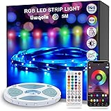 Striscia LED 5 Metri, Bluetooth RGB Smart Strisce LED 5M con Telecomando, App Controllato, Cambia Colore con la Musica, Luci 