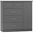 Seconique Nevada 5 Drawer Low Wardrobe in 3D Effect Grey