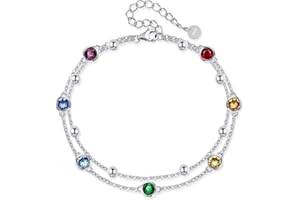 POPLYKE Meeresschildkröte Fußkettchen für Damen 925 Sterling Silber Mondstein Knöchel Armband Mädchen Doppelschichtige Kette Mondstein Geschenke Sommer Strand Schmuck