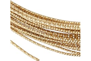 BENECREAT 10m 1mm Filo di Rame Testurizzato Filo di Colore Oro Filo di Rame di Media Durezza con Incisione Intrecciata per Gioielli, Lavori Artigianali