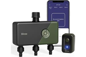 Diivoo WiFi Water Timer 3 Zones, Smart Sprinkler Hose Tap Timer with APP & Alexa’s Voice & 6 Irrigation Schedules, Automatic Garden Watering Systems with Rain Delay/Auto & Manual Mode