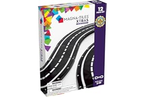 MAGNA-TILES XTRAS: Roads 12 Piece Magnetic Construction Set, The ORIGINAL Magnetic Building Brand