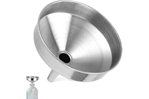 HERCHR Imbuto Cucina, Ø 15cm imbuto acciaio inox di riempimento per liquidi e ingredienti secchi Imbuto per olio per auto, facile da pulire e riporre(L)