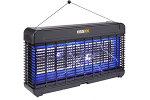 MaxxHome GB-30L LED-Insektenvernichter - Insektenvernichter Elektrisch (20xUV-A LED-Lampe) Elektrischer Insektenvernichter - UV-Insektenvernichter mit Kette zum Aufhängen - (47x10cm) Schwarz