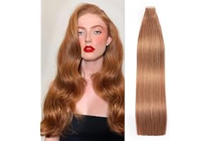 HotLulana Extension Cheveux Naturel Adhesif Auburn Ginger（#30) 60cm 50g 20pcs Extension Adhesive Cheveux Naturel Tape Ins Remy Extension Cheveux Naturel Adhesif Invisible Skin Weft Cheveux 24pouce.