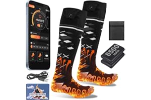 Olycism Heated Socks for Women & Men 5000/8500 mAh with App Full Sole Heated Socks Rechargeable Washable with 4 Levels Heating Settings for Winter Outdoor Camping Hunting Fishing Riding Skiing