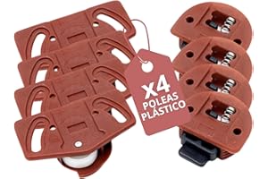 V&J Pack 4 Uds. Kit Ruedas para Puertas Correderas, con Guía para Armarios Empotrados. Mecanismo de Rueda Sistema Mosquitera. Ruedas de Puerta para un Sistema Completo de Puerta Corredera