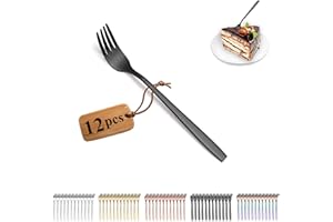 Berglander forchetta torta nera 12 pezzi, forchette da dessert in acciaio inox placcato titanio, forchette frutta, forchetta da tè piccola per casa, ristorante, hotel, matrimonio