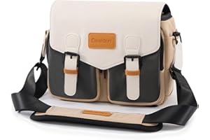 Cwatcun Torba na aparat, wodoszczelna torba na aparat, mała torba na ramię, torba na aparat w stylu vintage, torba listonoszka na lustrzankę, kompaktowy aparat systemowy, L