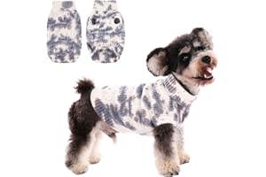 CITÉTOILE Warme Winter Hund Pullover, Weiche und Bequeme Gestrickte Hundemantel, Turtleneck Haustier Kleidung für das Kalte Wetter, Farbverlauf eingestellt für Kleine Mittlere Haustiere, Blau, L
