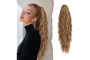 ‎SOFEIYAN Sofeiyan Ponytail Extension, 66 cm Lang Gewellt Pferdeschwanz Haarteil mit Kordelzug Pferdeschwanz Haarverlängerungen Zopf Synthetik Haar Extensions Zopf für Frauen,Braun und Blond