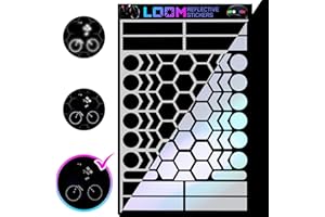 ‎LOOM LOOM Fahrrad Reflektoren Aufkleber Set | 67 stk Engineer Schwarz | German Oralite Qualität | Reflektoren fahrrad | Wasserdicht | Für Helm, Auto, Anhänger, Reflektoren schulranzen kinder