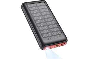 JIGA Solar Power Bank 27000mAh USB C Schnell Aufladende Powerbank, SCP 22,5W PD 20W Schnellladung Externer Akku, Tragbares Ladegerät für iPhone Samsung Huawei Camping Outdoor Rot