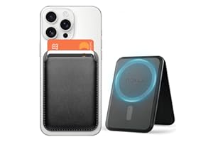 OCASE Porte-Cartes Magnétique, Support Réglable, Compatible avec MagSafe, Cuir Synthétique, pour iPhone Séries 16/15/14/13/12 (Exclu Séries Mini) et Coque per MagSafe - Noir