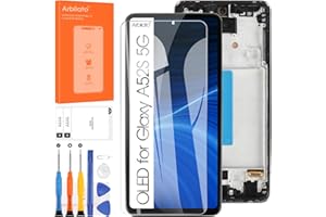 ARBILATO OLED pour Samsung Galaxy A52S 5G A528 LCD Écran,SM-A528B, SM-A528B/DS Digitizer Assemblée Écran Tactile Réparation avec Cadre (Prise en Charge des Empreintes)
