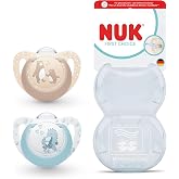 NUK First Choice Baby Pacifier | 0-6 Months | Orthodontic Pacifiers | Calms 99% of Babies** | Bear/Seahorse | 2 Pack