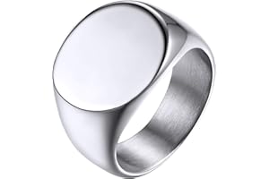 GOLDCHIC JEWELRY Mens Signet Rings, Stainless Steel Punk Biker Blank Square/Round Statement Ring Size N½ - Z½