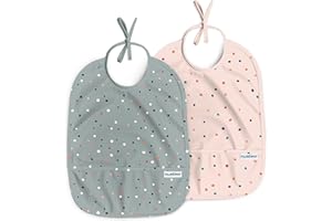 Nombear ® Baberos Bebe Impermeables - Baberos Impermeables para Bebés de 6 a 12 Meses, Babete Impermeável Bebe, Babero para Comida de Bebé, Delantal para Bebé, Paquete de 2
