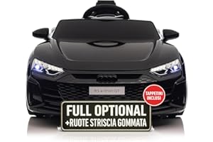 Macchina Elettrica Per Bambini Audi RS e-Tron Auto Elettrica Per Bambini Telecomandata Sedile In Pelle Porte Apribili TAPPETINI INCLUSI Doppio Motore Elettrico 12V Carico 25 Kg TOYSCAR Nero