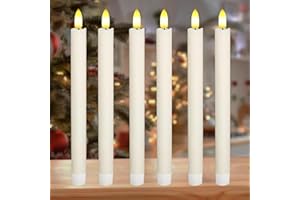 KATELUO Candele LED Fiamma Oscillante, 6 Pezzi Candele Senza Fiamma, LED Candele Finte a Batteria, Candele Coniche a Led, per Natale, Ringraziamento, Halloween, Matrimoni