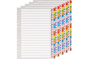 DONGLI (Lot de 5) Intercalaires Classeur A4, Intercalaire Alphabétique en Carton 20 Onglets Numérotées A-Z