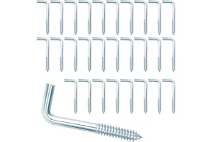 DEOLVEN Ganchos de Tornillo, 100 Pcs Alcayata en Forma de L, Pequeños Alcayatas Pared de Madera, L Escarpias Tornilleria Cancamos para Colgar Tazas Decorativas, 18 x 40 mm