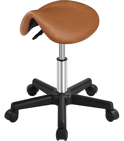 HOMCOM Sgabello Girevole a Sella con Ruote, Sgabello per