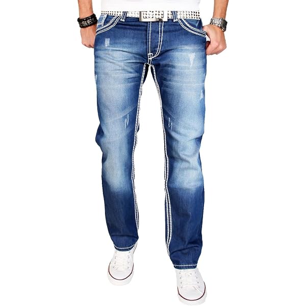 Jean Homme Alessandro Salvarini Comfort Fit - Coupe Droite Délavée - Taille 40W/36L - Denim Qualité