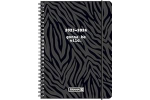 BRUNNEN Schülerkalender „Wild“ 2023/2024 2 Seiten = 1 Woche A5 schwarz