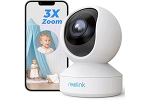 Reolink 5MP PTZ Camera Surveillance WiFi Interieur 2,4/5GHz, Audio Bidirectionnel, Zoom Optique 3X, Détection de Mouvement & Alertes, Vision Nocturne, Accès à Distance, Stockage en Ligne, E1 Zoom
