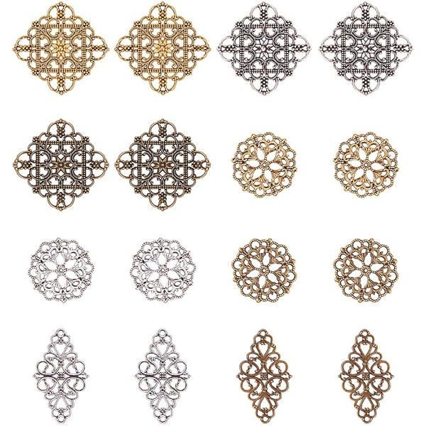 PandaHall – Metallanhänger mit filigranen Verbindungsstücken für die Schmuckherstellung, Eisen Platin Metall, Eisen
