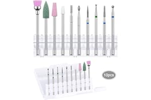 JEEZAO 10 Pièces Embout Ponceuse Ongles,Professionnel Ponceuse Ongles Les Accessoires,Kit Tête de Fraisage des Ongles pour Ongles Polir et Exfolier (01)