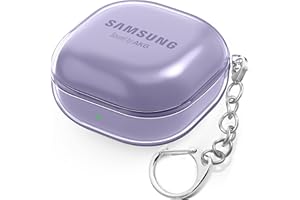 BEAUDOM Trasparente Custodia per Samsung Galaxy Buds FE, Galaxy Buds 2 Pro, Galaxy Buds Pro, Galaxy Buds 2, Galaxy Buds Live Custodie Case [Front-LED Visibile] [Con Moschettone] (Lavender Trasparente)